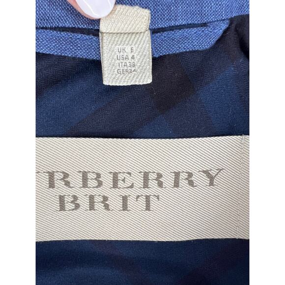 Burberry Brit 100% Linen Short Trench Coat in Blue - Picture 11 of 16